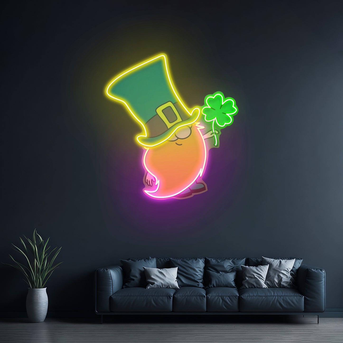 Gnome With Clover Saint Patrick Day Led Signs