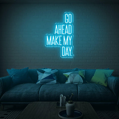 Go Ahead Make My Day Green White Led Neon Sign For Living Room Brick Wall Decor | Shineneon