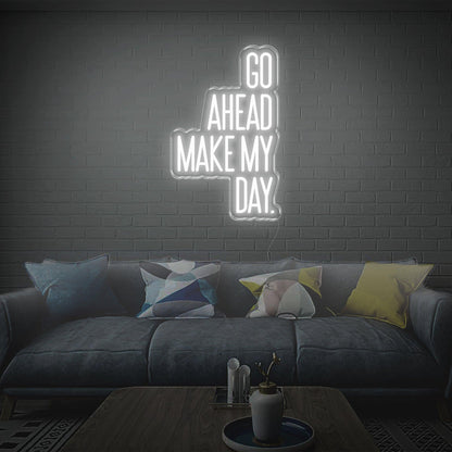 Go Ahead Make My Day Green White Led Neon Sign For Living Room Brick Wall Decor | Shineneon
