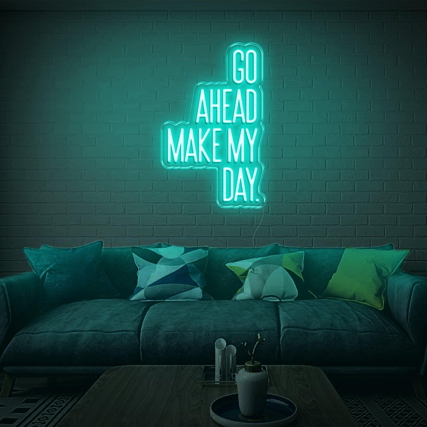 Go Ahead Make My Day Green White Led Neon Sign For Living Room Brick Wall Decor | Shineneon