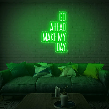 Go Ahead Make My Day Green White Led Neon Sign For Living Room Brick Wall Decor | Shineneon