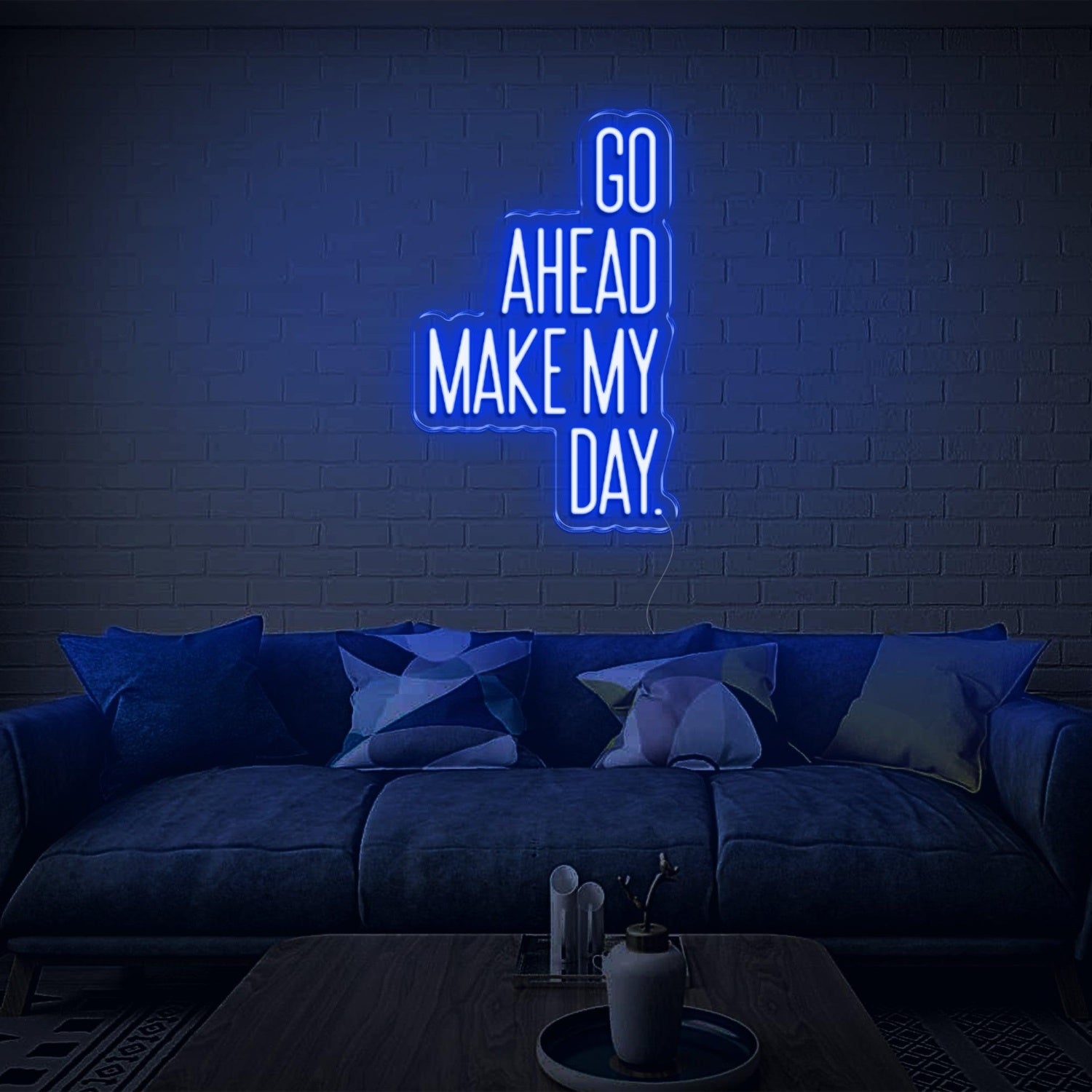 Go Ahead Make My Day Green White Led Neon Sign For Living Room Brick Wall Decor | Shineneon