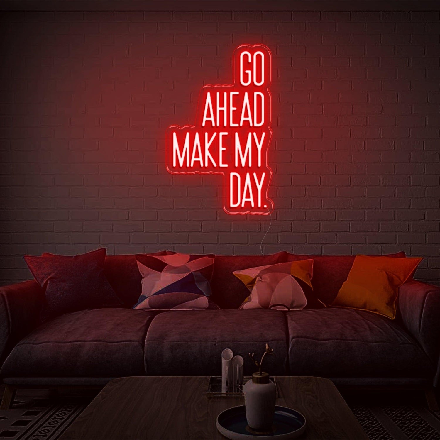 Go Ahead Make My Day Green White Led Neon Sign For Living Room Brick Wall Decor | Shineneon