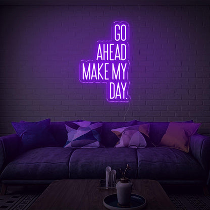 Go Ahead Make My Day Green White Led Neon Sign For Living Room Brick Wall Decor | Shineneon