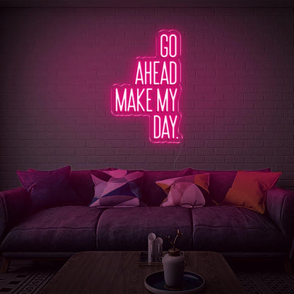 Go Ahead Make My Day Green White Led Neon Sign For Living Room Brick Wall Decor | Shineneon