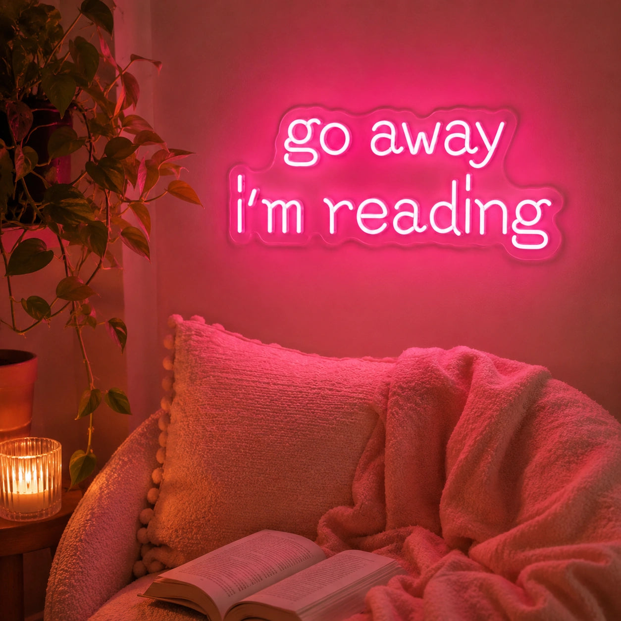 Go Away Im Reading LED Neon Sign real lifestyle scene