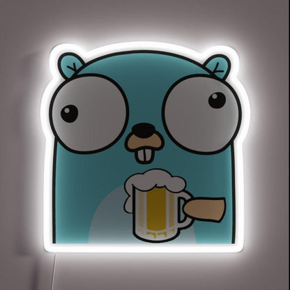 Go Gopher Software Developer Drinking Beer Rgb Led Neon Sign - Shineneon