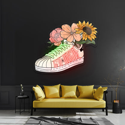 Go Outside Floral Shoe Neon Lights For Sale