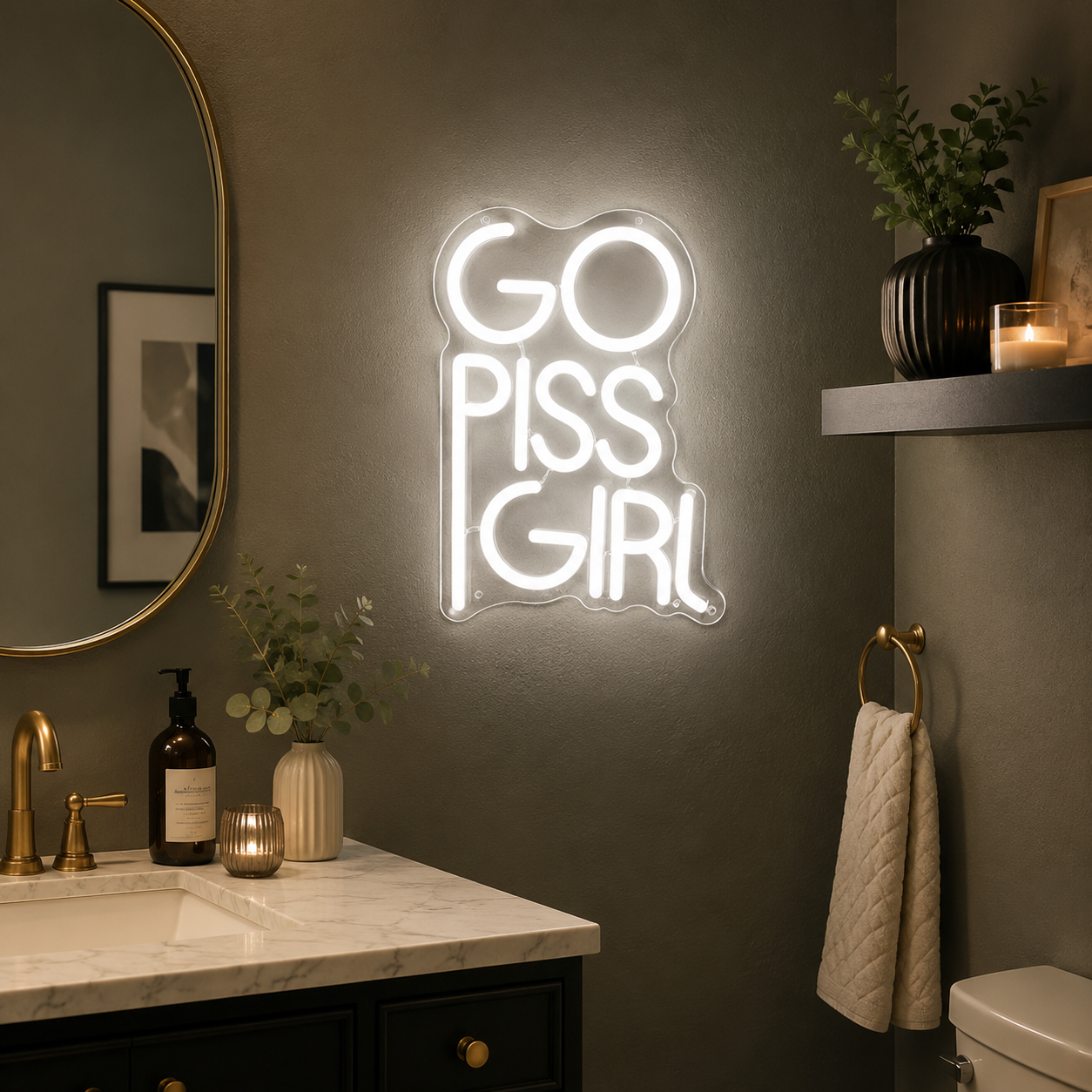 Go Piss Girl LED Neon Sign - 03 Real Lifestyle Scene