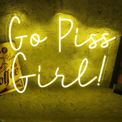 Go Piss Girl Yellow Neon Sign For Fun And Playful Spaces | Shineneon