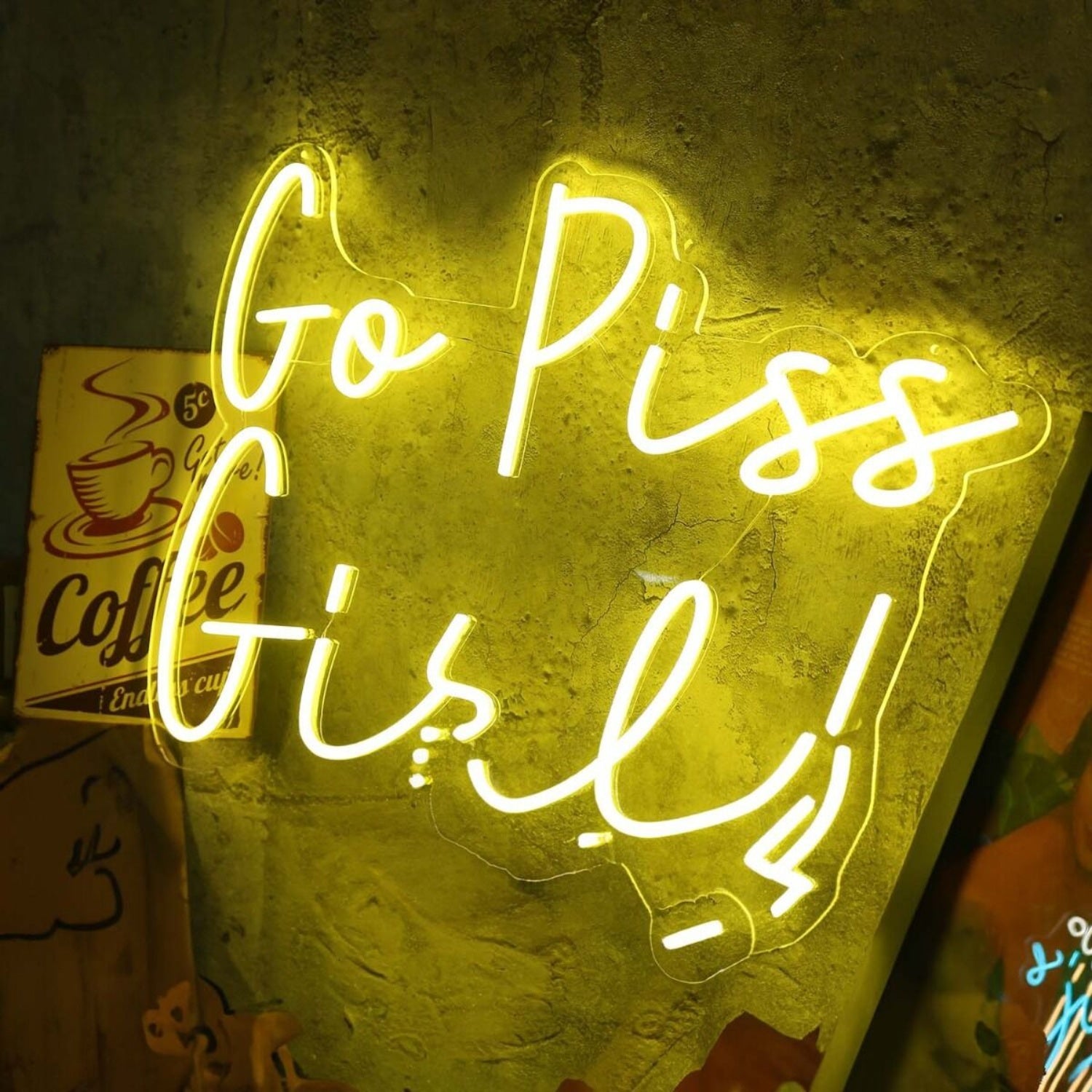 Go Piss Girl Yellow Neon Sign For Fun And Playful Spaces | Shineneon