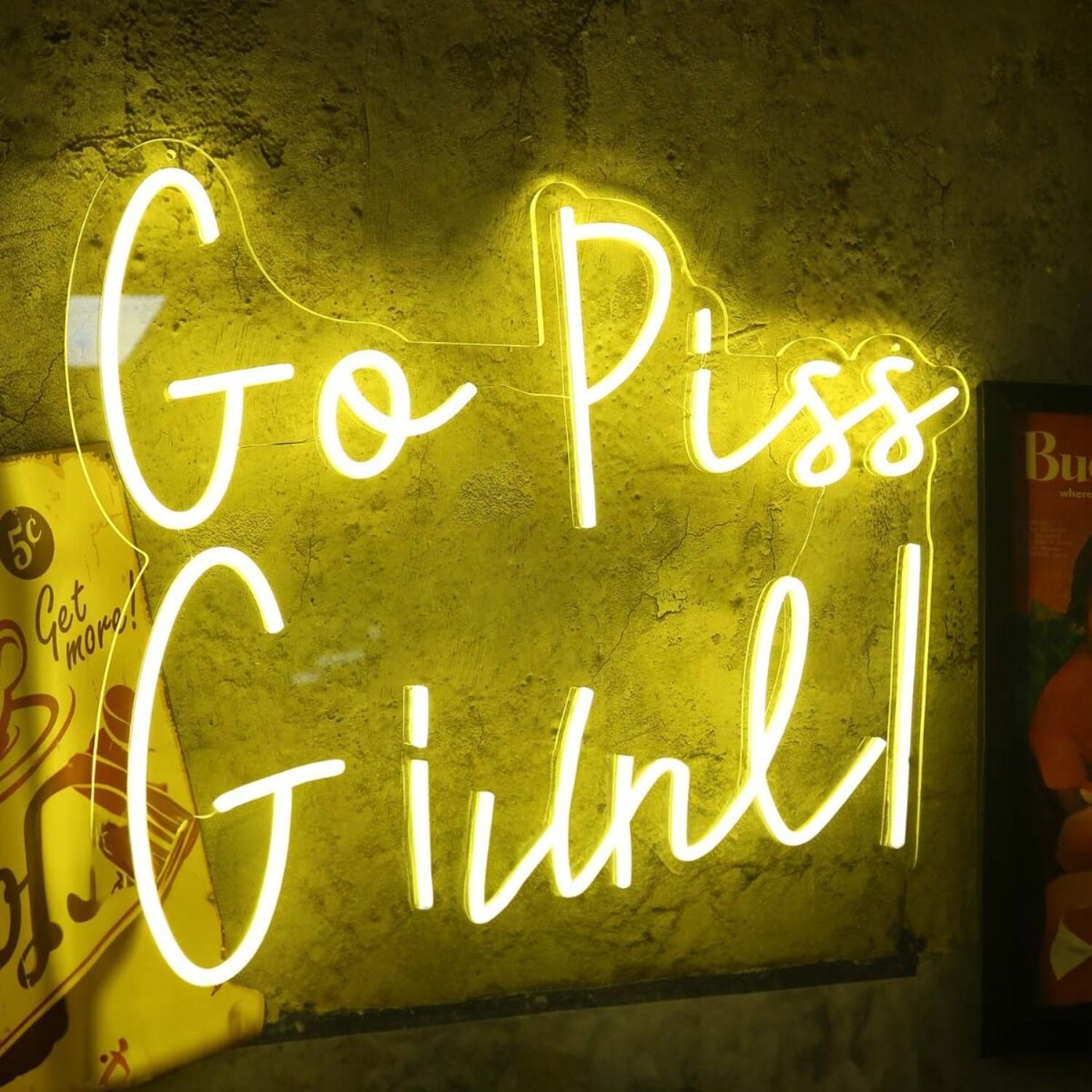Go Piss Girl Yellow Neon Sign For Fun And Playful Spaces | Shineneon
