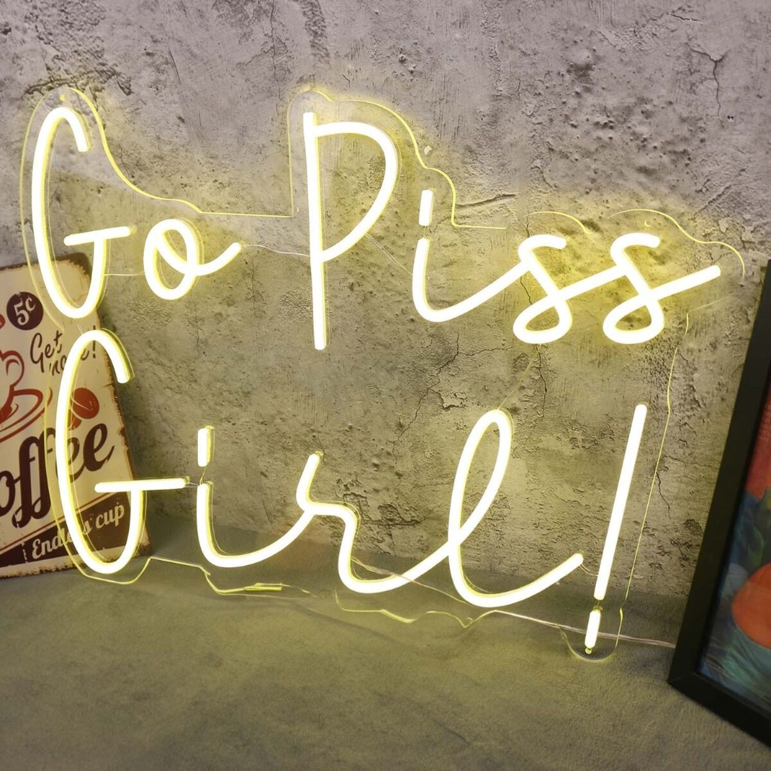 Go Piss Girl Yellow Neon Sign For Fun And Playful Spaces | Shineneon