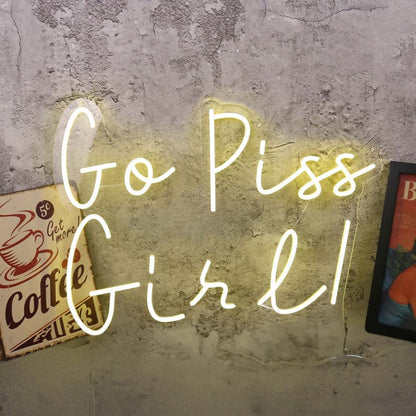 Go Piss Girl Yellow Neon Sign For Fun And Playful Spaces | Shineneon