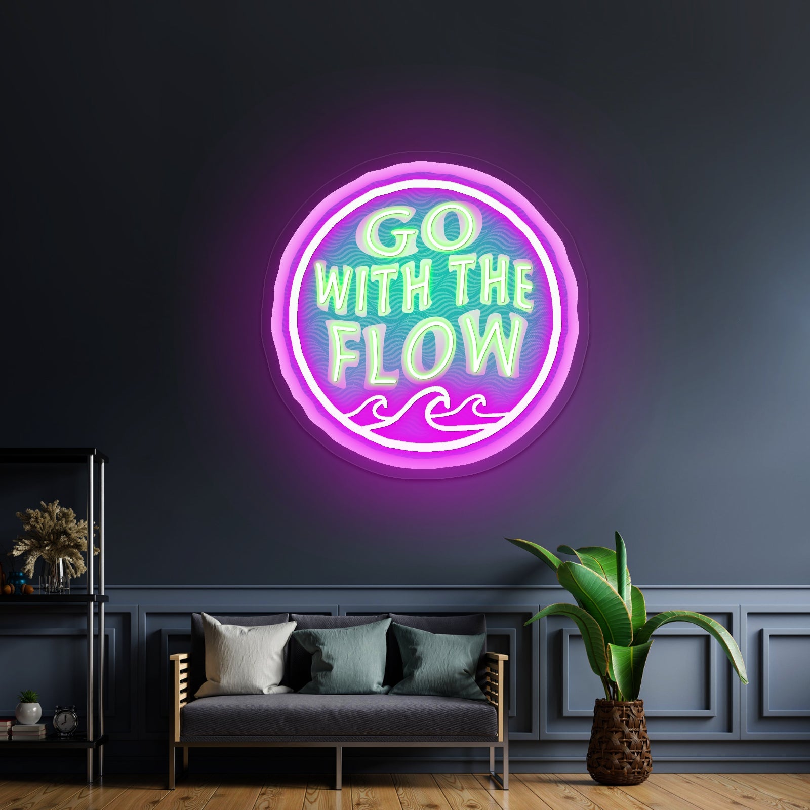 Go With The Flow Wave Neon Signs - Shineneon