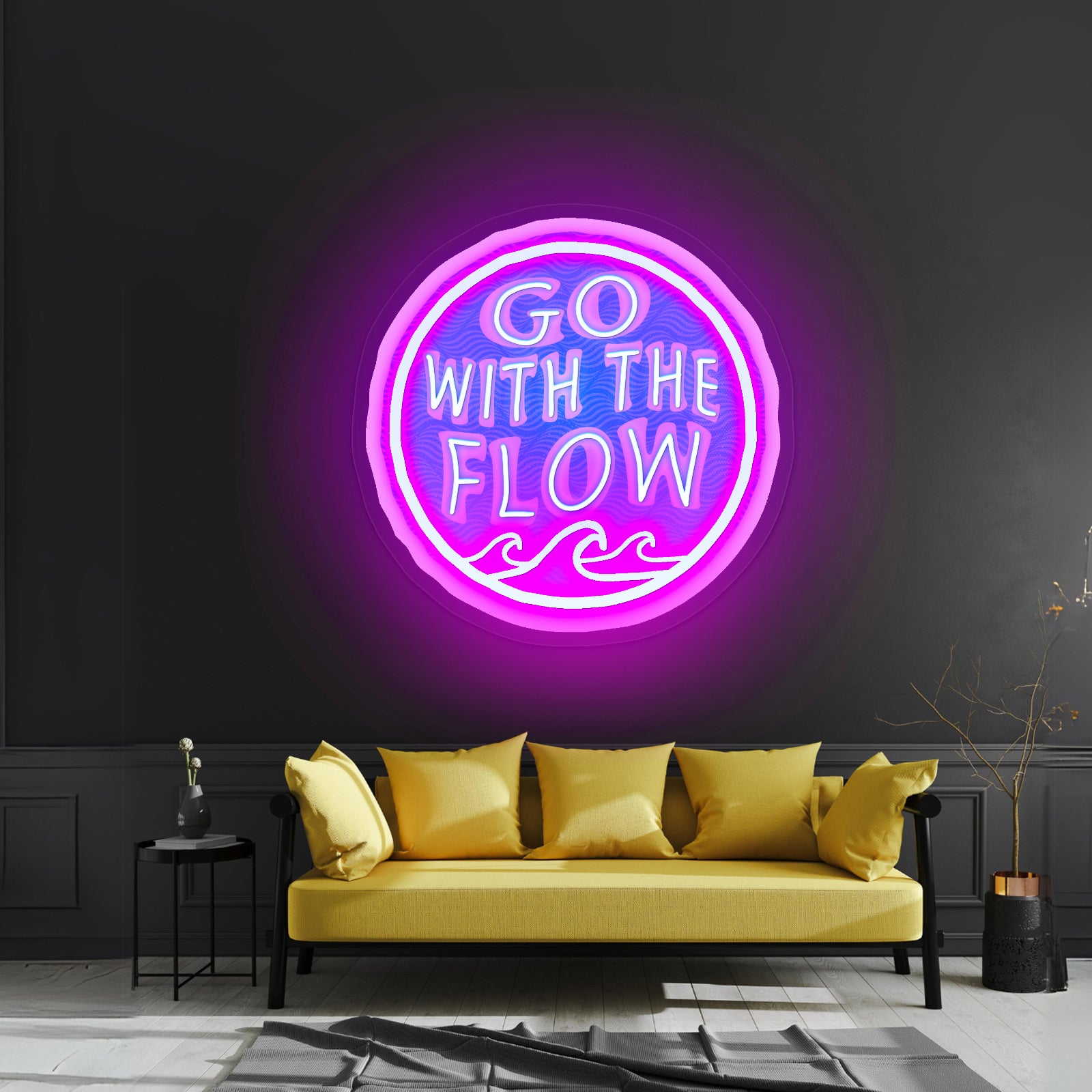 Go With The Flow Wave Neon Signs