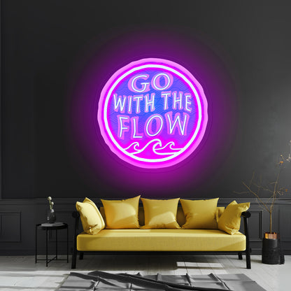 Go With The Flow Wave Neon Signs