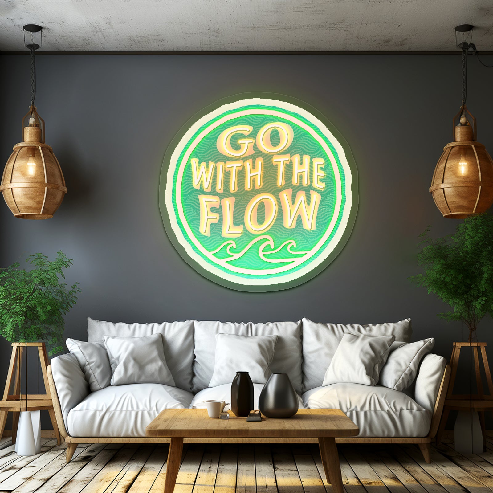 Go With The Flow Wave Neon Signs