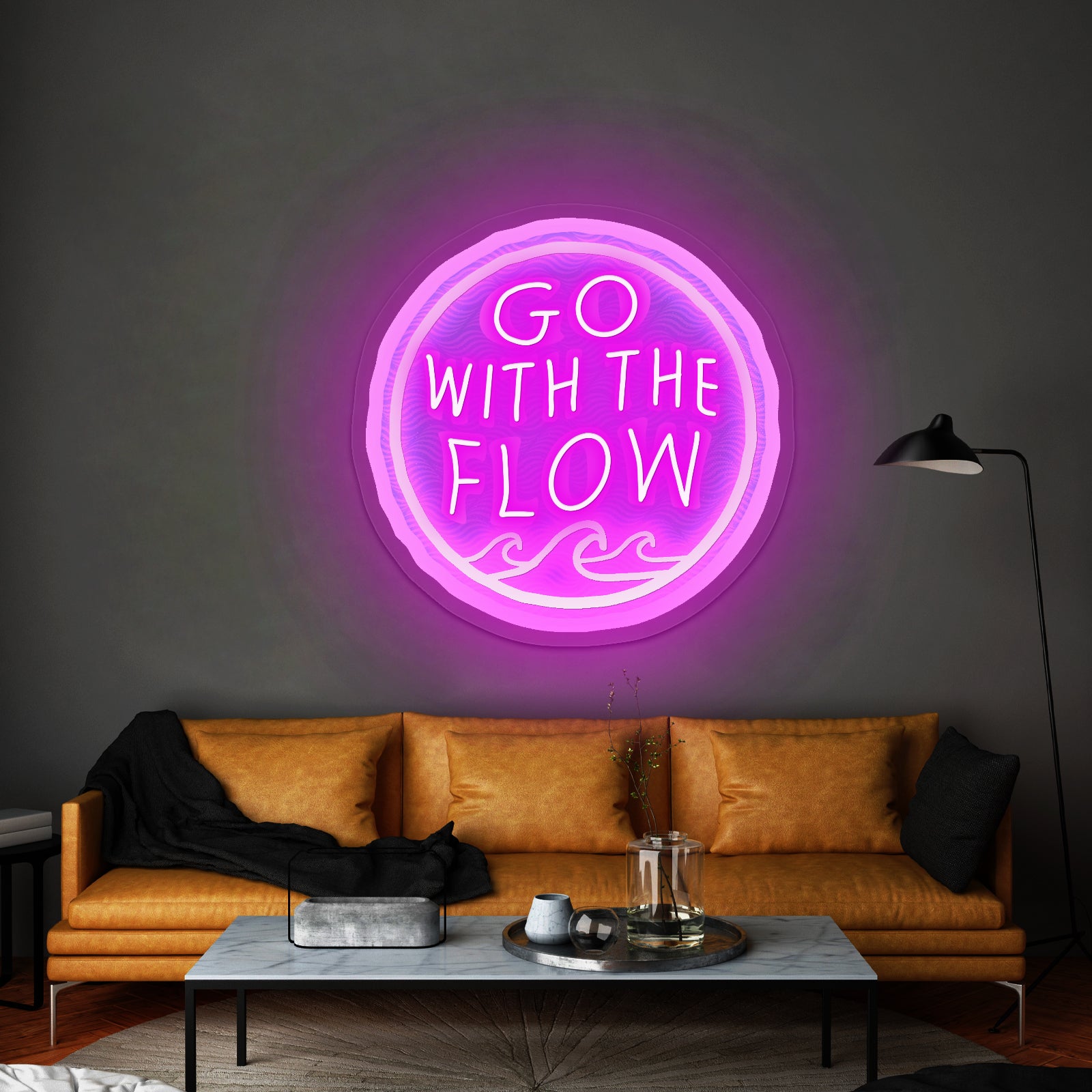 Go With The Flow Wave Neon Signs