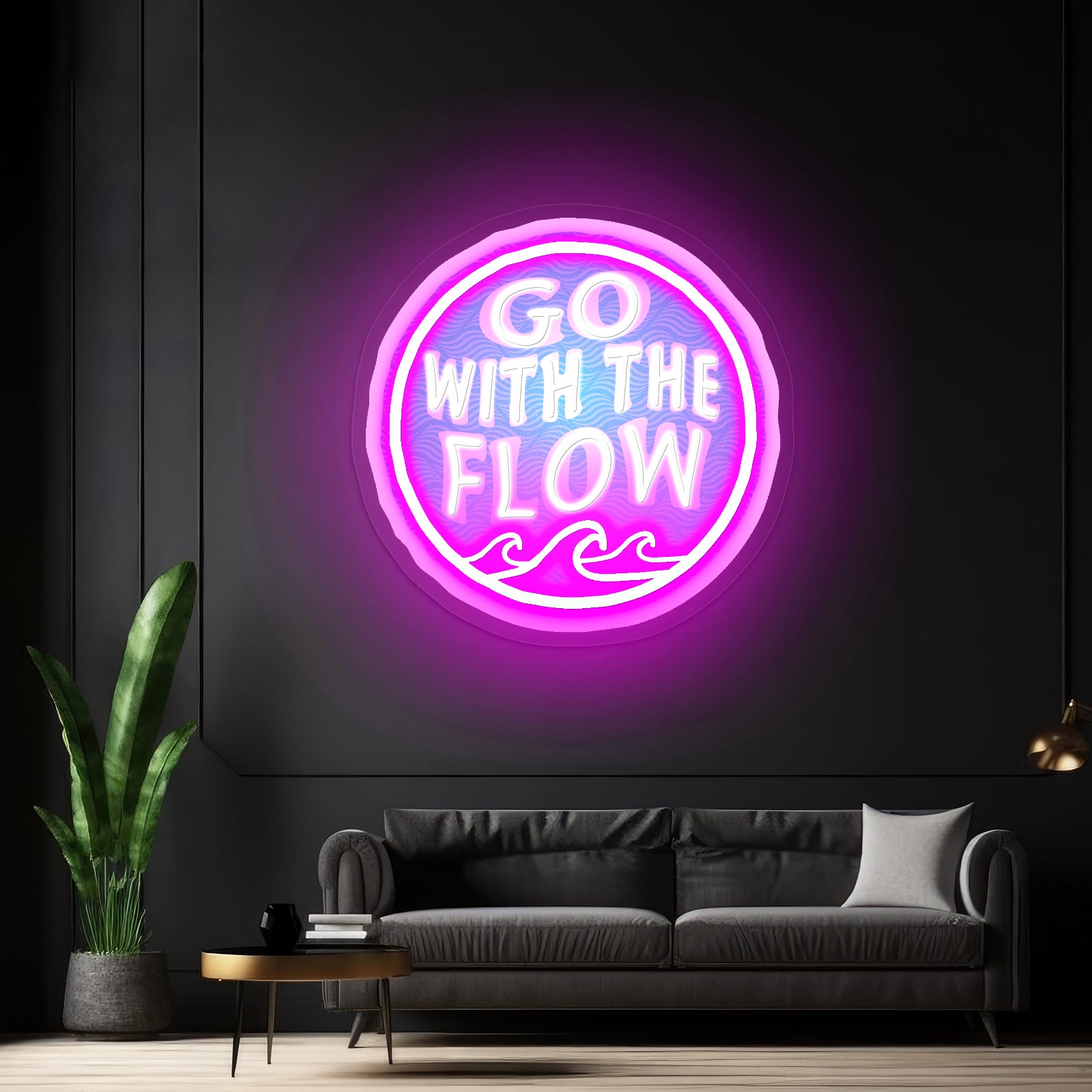 Go With The Flow Wave Neon Signs