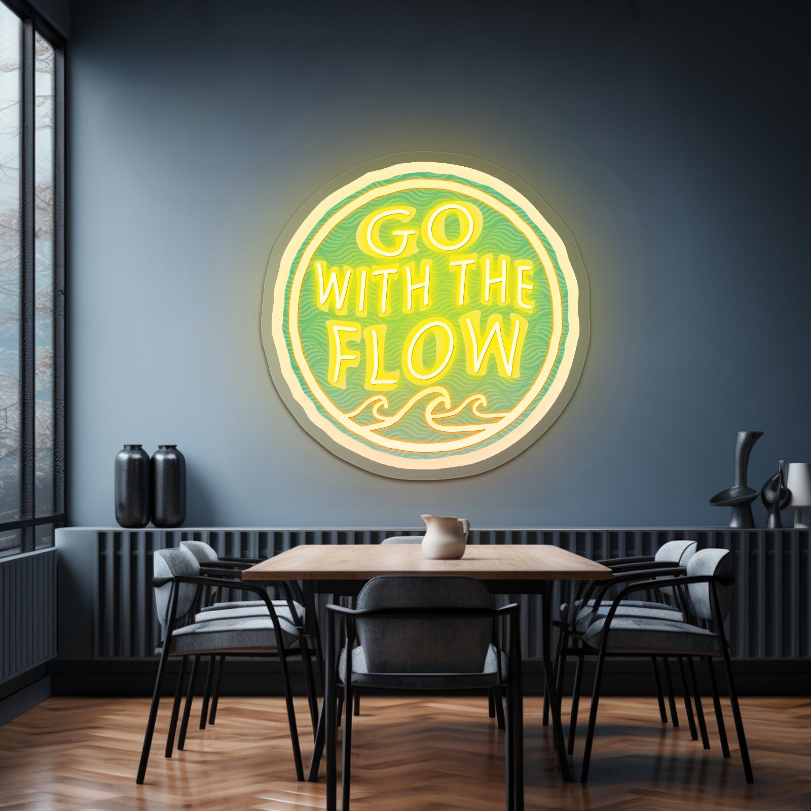 Go With The Flow Wave Neon Signs