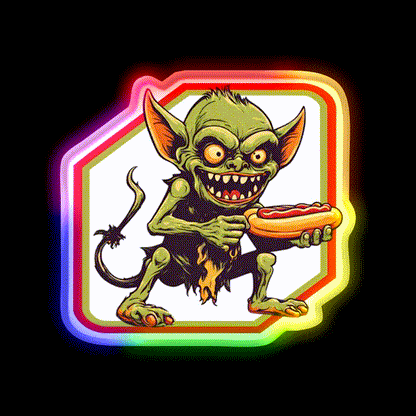 Goblin Eat Hotdog Snack Food Led Neon Sign Rgb Color - LED neon sign close-up detail