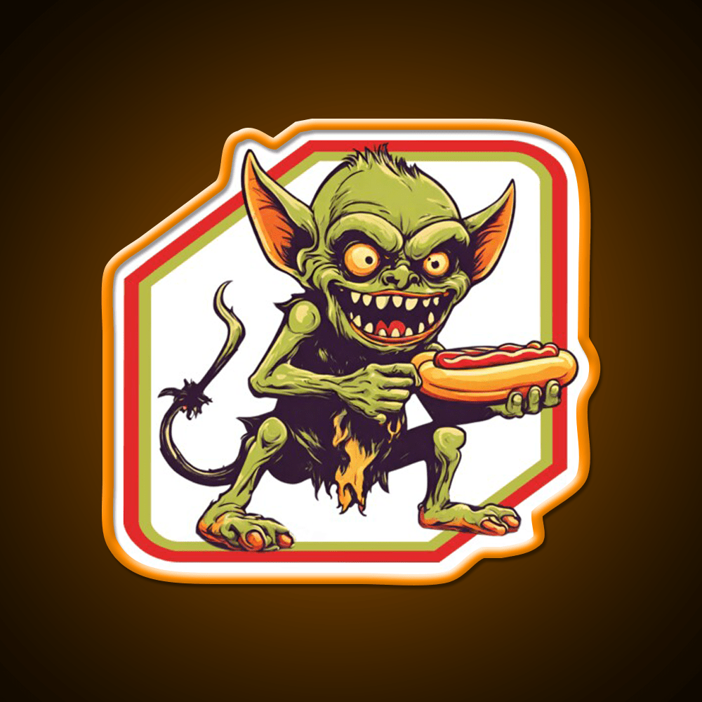 Goblin Eat Hotdog Snack Food Led Neon Sign Rgb Color - Shineneon