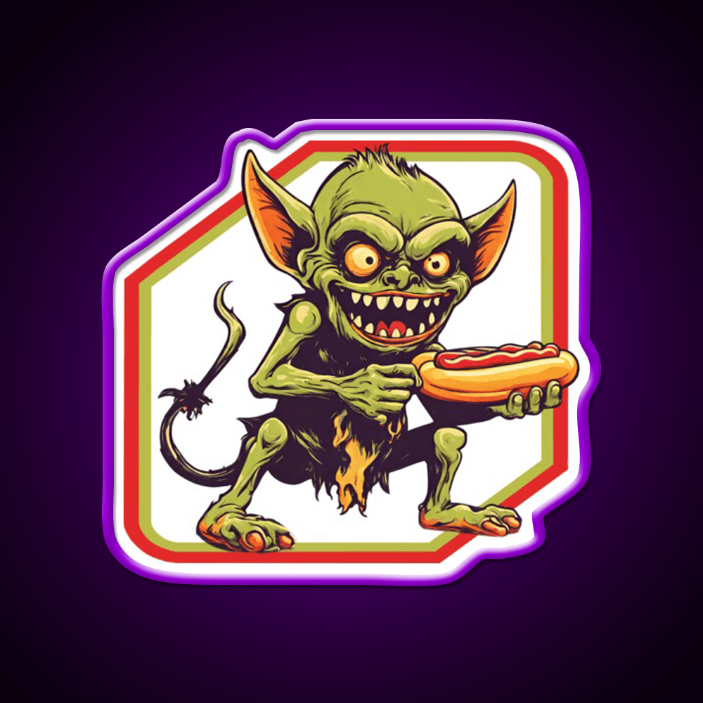 Goblin Eat Hotdog Snack Food Led Neon Sign Rgb Color - Shineneon
