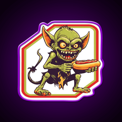 Goblin Eat Hotdog Snack Food Led Neon Sign Rgb Color - Shineneon