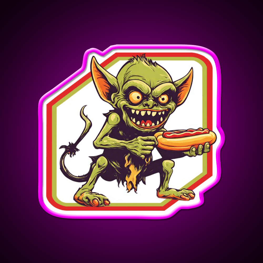 Goblin Eat Hotdog Snack Food Led Neon Sign Rgb Color - Shineneon
