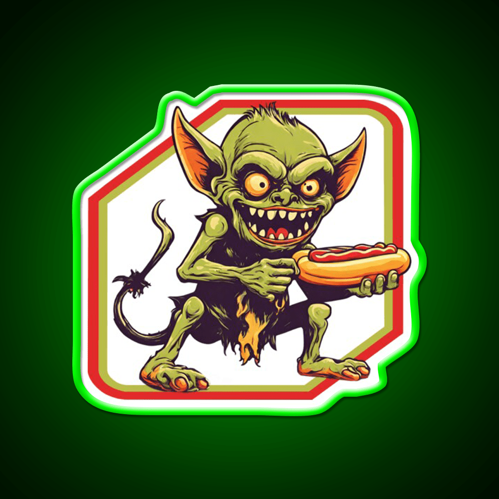Goblin Eat Hotdog Snack Food Led Neon Sign Rgb Color - Shineneon