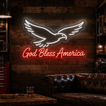 God Bless America Eagle LED Neon Sign high-converting product image
