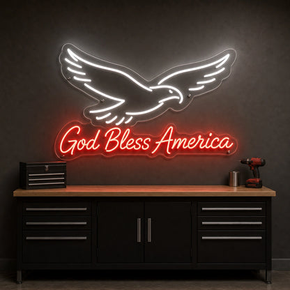 God Bless America Eagle LED Neon Sign size image