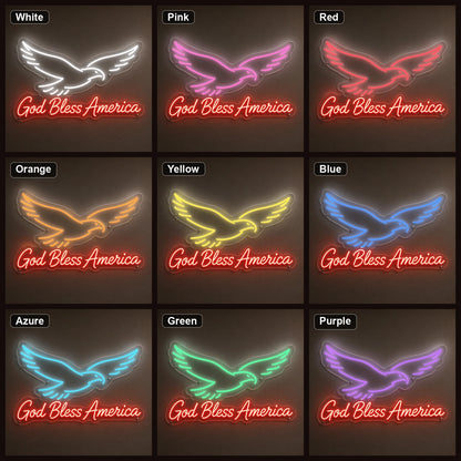 God Bless America Eagle LED Neon Sign color grid