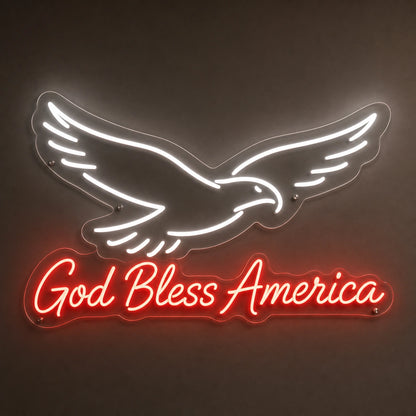 God Bless America Eagle LED Neon Sign main product image