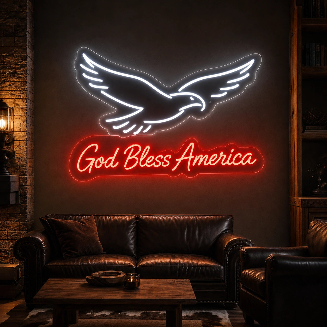 God Bless America Eagle LED Neon Sign Home Bar Wall Decoration high-converting product image