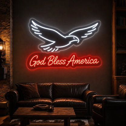 God Bless America Eagle LED Neon Sign Home Bar Wall Decoration high-converting product image