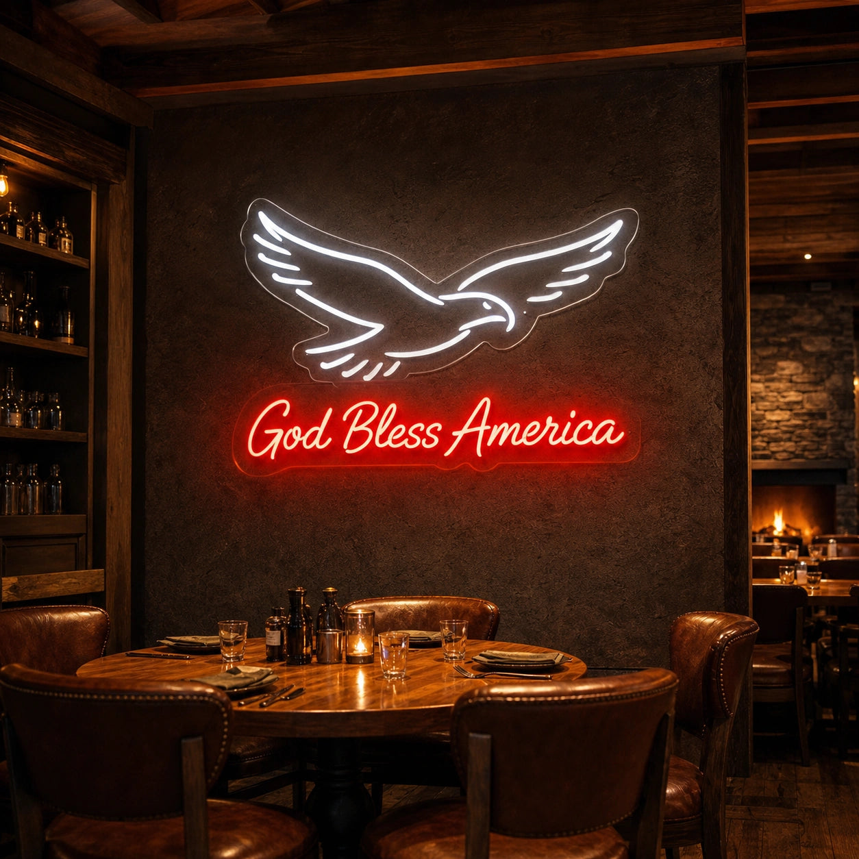 God Bless America Eagle LED Neon Sign Home Bar Wall Decoration real lifestyle scene