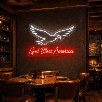 God Bless America Eagle LED Neon Sign Home Bar Wall Decoration real lifestyle scene