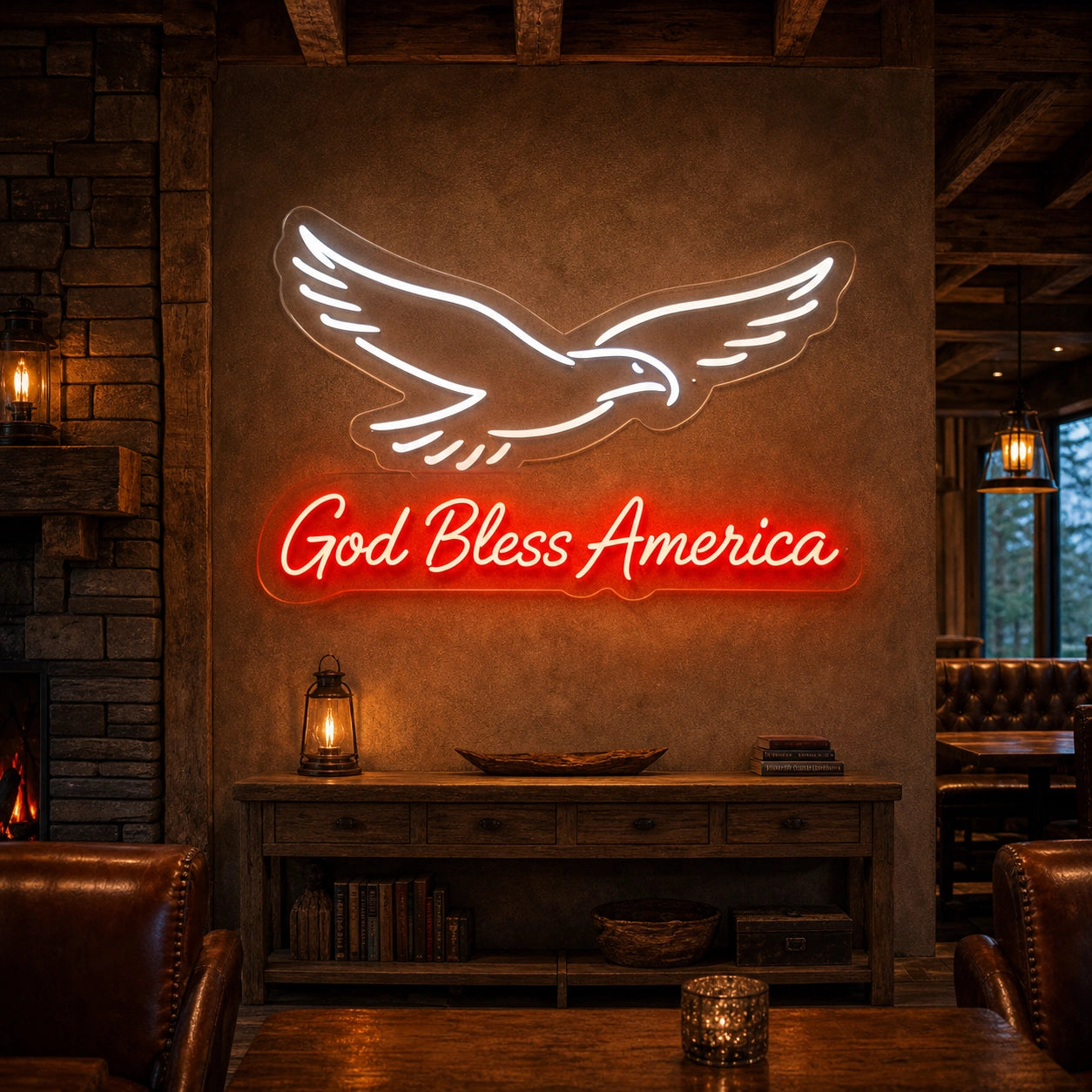 God Bless America Eagle LED Neon Sign Home Bar Wall Decoration size image