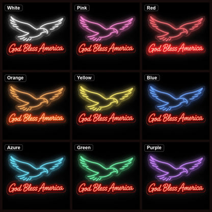 God Bless America Eagle LED Neon Sign Home Bar Wall Decoration color grid