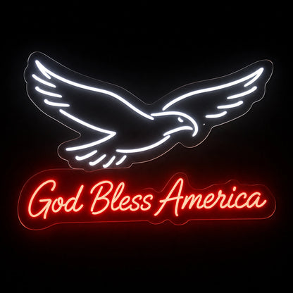 God Bless America Eagle LED Neon Sign Home Bar Wall Decoration main product image