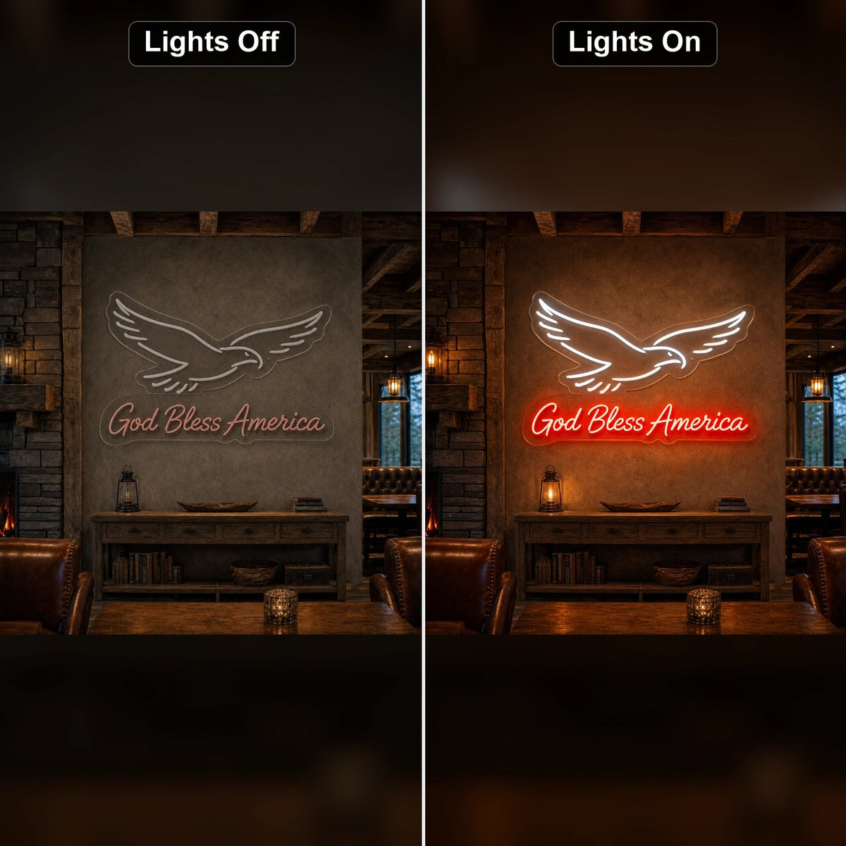 God Bless America Eagle LED Neon Sign Home Bar Wall Decoration - Shineneon