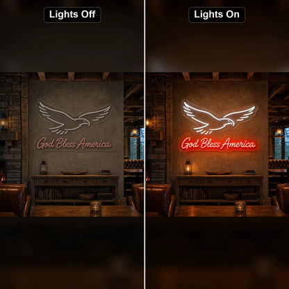 God Bless America Eagle LED Neon Sign Home Bar Wall Decoration - Shineneon