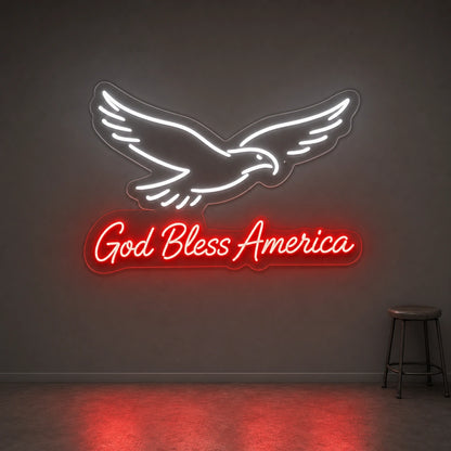 God Bless America Eagle LED Neon Sign Man Cave Neon Sign size image