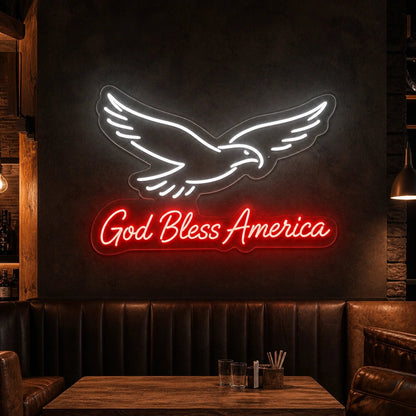 God Bless America Eagle LED Neon Sign Man Cave Neon Sign - Shineneon