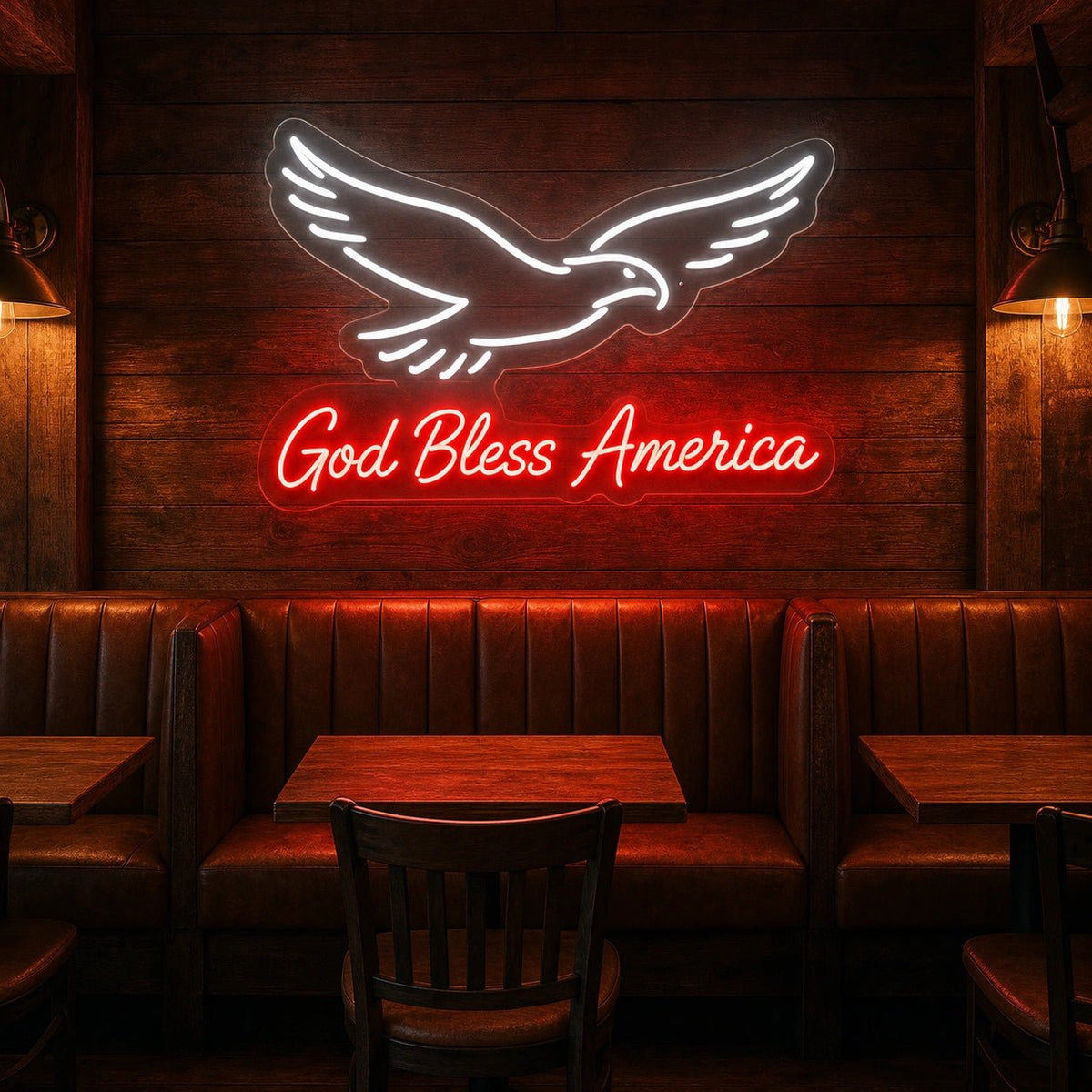 God Bless America Eagle LED Neon Sign Man Cave Neon Sign - Shineneon