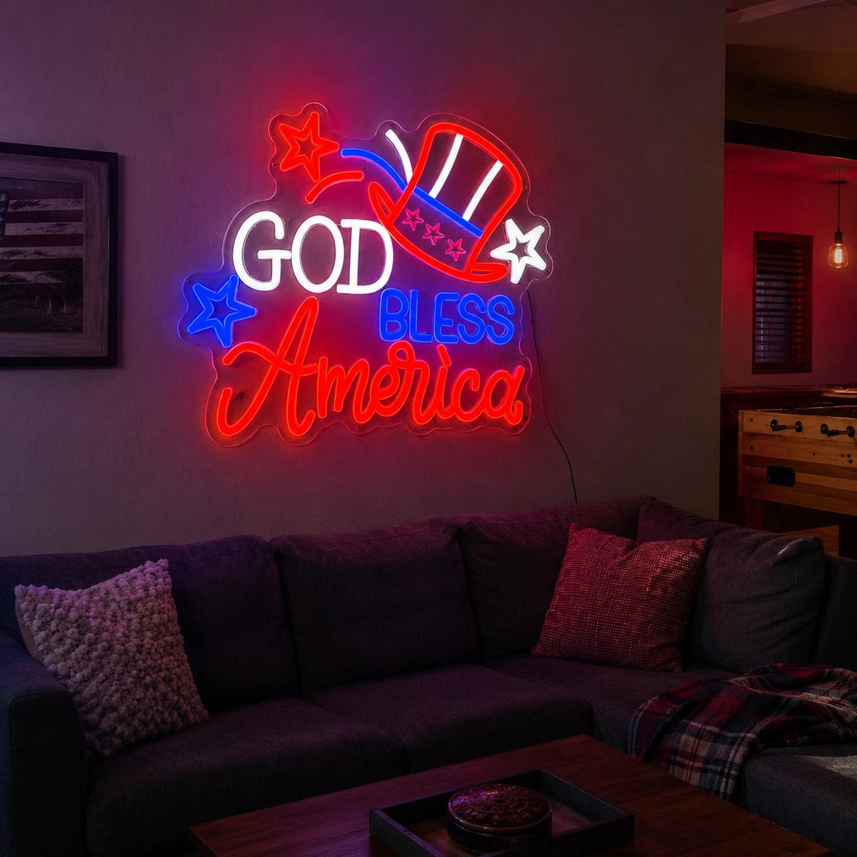 God Bless America Hat Stars LED Neon Sign - Shineneon