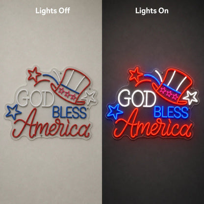 God Bless America Uncle Sam Hat LED Neon Sign - Shineneon