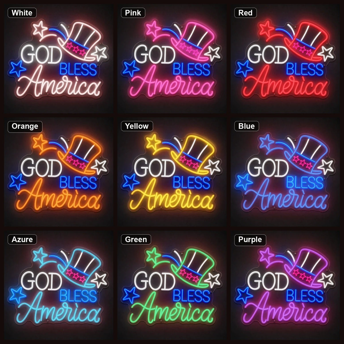 God Bless America Uncle Sam Hat LED Neon Sign - Shineneon